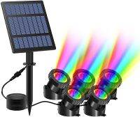 Waterproof Solar Powered underwater Pond Lights Multicolor Submersible Pool Spotlight Security Night Light for Garden Tank Decor