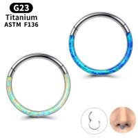 G23 Titanium Piercing Jewelry Front Opal Nose Rings Closed Ring Seamless Nose Ring Clicker Lip Ring For Women Cartilage Earring Body jewellery