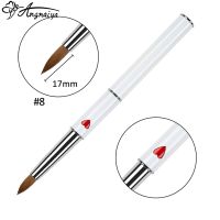 ANGNYA #8 Kolinsky Acrylic Nail Brush Love 3D Nail Art Brush UV Gel Carving Pen Liquid Powder DIY Nail Drawing Pen Manicure Tool Artist Brushes Tools