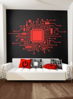 Circuit board wall sticker IT computer CPU chip game technology network company office room decorative art vinyl decal B2