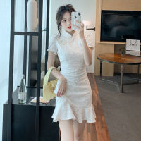 Chinese Style Retro Dress For Women Summer 2023 New Small Short Improved Cheongsam Slim Fit Slimming Fishtail Skirt