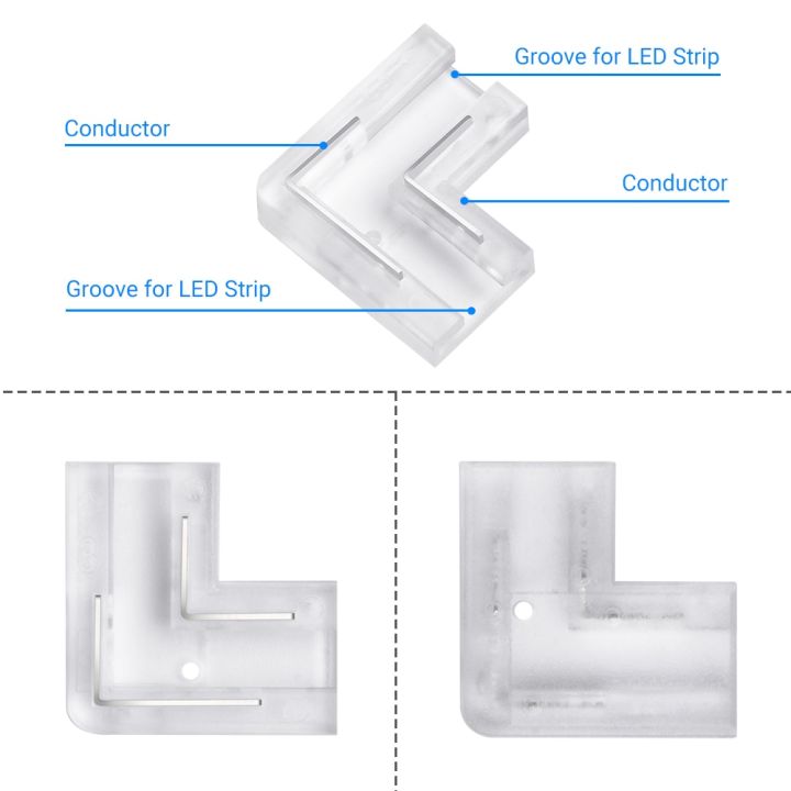 l-shape-cob-led-strip-connectors-for-5mm-8mm-10mm-2pin-3pin-4pin-ip20-90-degree-corner-free-soldering-quick-easy-connecting-kit-watering-systems-garde