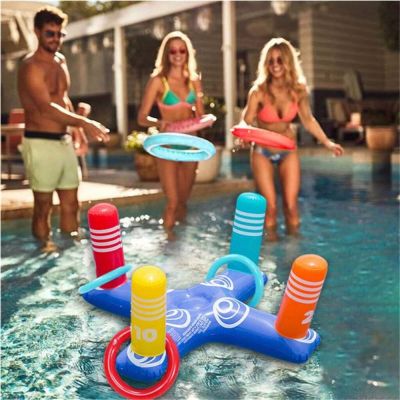 DYJJD Children Summer Beach Toy 4PCS Rings Water Toy Plaything Air Mattress Throw Pool Game Inflatable Ring Toys Ring Toss Game Swimming Pool Floating