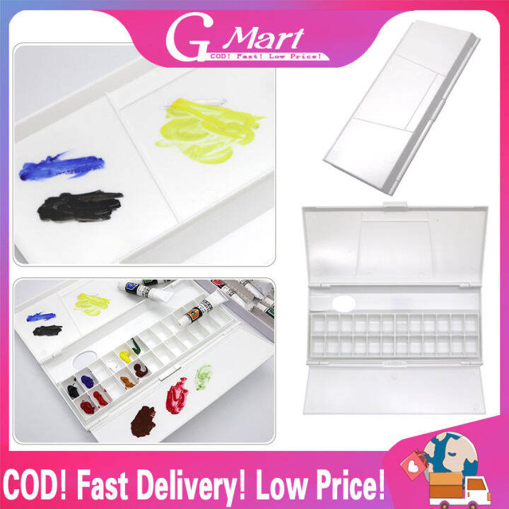 24 Paint Palette Plastic Paint Holder Watercolor Acrylic Paint Storage Travel Palette Tray With Rubber Lid For Artists Students Kids