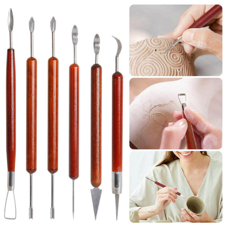 Huankai 6pcs/set Pottery Sculpting Tools Clay Ceramic Modeling Tools