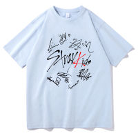 NEW เสื้อยืดลำลอง Stray Kids University เสื้อยืดลายเซ็นพิมพ์เสื้อยืดฤดูร้อนสไตล์เกาหลี Ins Top เสื้อยืดผ้าฝ้ายแท้