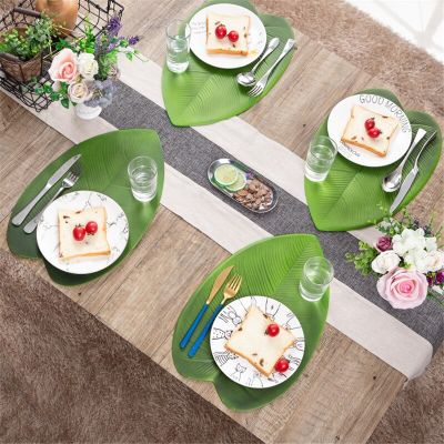 1 Pc EVA Plate Mat Christmas Wedding Party Table Decoration Heat Insulation Waterproof Simulation Banana Leaf Placemat