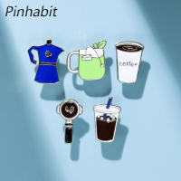 Pinhabit เข็มกลัดเคลือบสำหรับชาเขียวชงกาแฟแบบสั่งทำเข็มกลัดอเมริกาโน่เข็มกลัดติดป้ายมินิคาเฟ่เครื่องประดับของขวัญสำหรับเพื่อนเด็ก