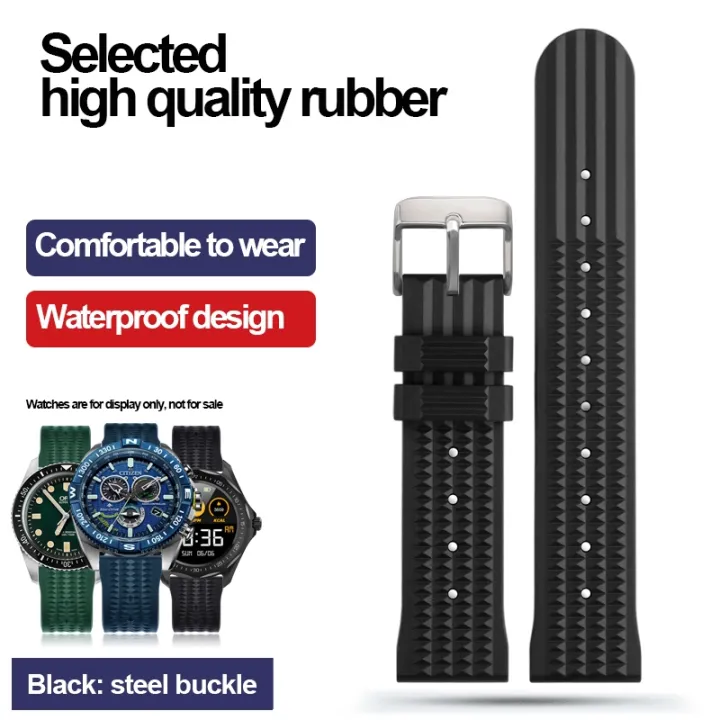 DKWOIS Cinturino in gomma da 20 mm e 22 mm compatibile con i braccialetti IWC Citizen Waffle Strap, cinturino sportivo in silicone da uomo, universale alla moda(Black-black,22mm