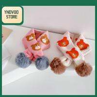 YNDVQO STORE การ์ตูน น่ารัก คอผ้าขนสัตว์ อบอุ่น หมี Pompon ผ้าคลุมไหล่ ผ้าพันคอไหมพรม ผ้าพันคอเด็ก ผ้าพันคอ