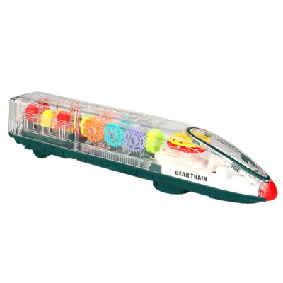 Microgood รถไฟไฟฟ้าโปร่งใสอุปกรณ์สำหรับเดินไฟสีสันสดใสของเล่นดนตรีของขวัญสำหรับทารกของเล่นสำหรับเด็ก2-6ปีขาย