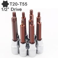 [Old A Hardware] 1Pcs Torx ไขควงบิต1/2นิ้วไดรฟ์ซ็อกเก็ตเครื่องมือ Torx ไขควง Bits T20 T25 T27 T30 T35 T40 T45 T50 T55 100มม.