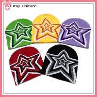 LUCKY HAIRACC ขนสัตว์อะคริลิ หมวกถักหมวก อินส์ อบอุ่นและอบอุ่น หมวกฮิปฮอป โกธิค Y2k หมวกบีนนี่ ชายหญิง