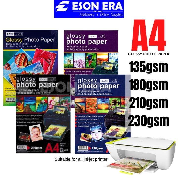 Kami Glossy Photo Paper A4 135g / 180g / 210g / 230g 20's Kertas Gambar ...