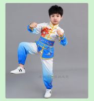 Children Chinese Traditional Style Clothing Set Dragon Embroidery Long Sleeve Performance Tai Chi Kung Fu Uniforms