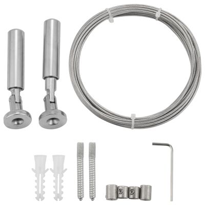Wall Mount Curtain Wire Rod Set for Art Display - Stainless Steel Photo Hanging Wire Clothesline Wire Window Curtain Tension Wire Multi-Purpose Crafts (5 Meter)