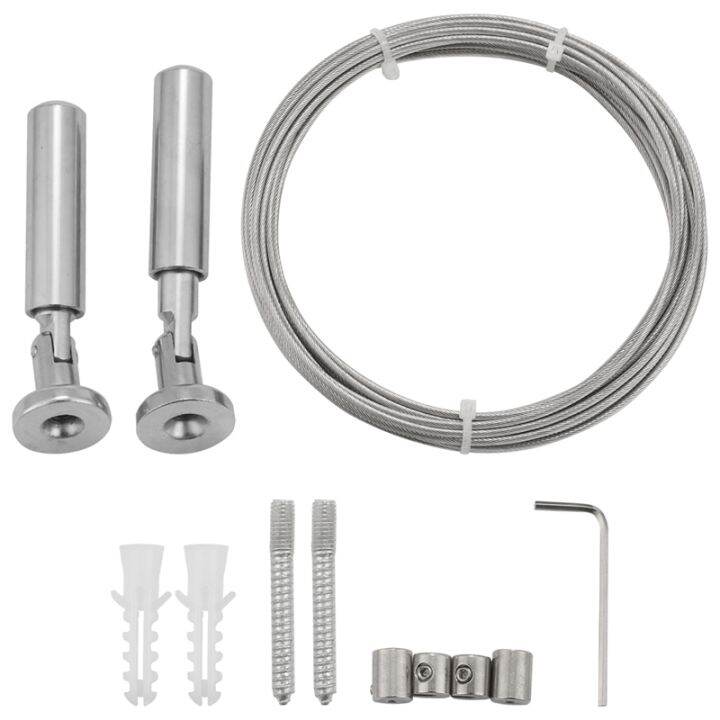 Wall Mount Curtain Wire Rod Set for Art Display Stainless Steel Photo