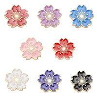 【YF】卐  5 colors Japan cherry blossom flower Enamel pins Cartoon Denim Lapel Badges Brooches Gifts for girls Jewelry Pink 2020