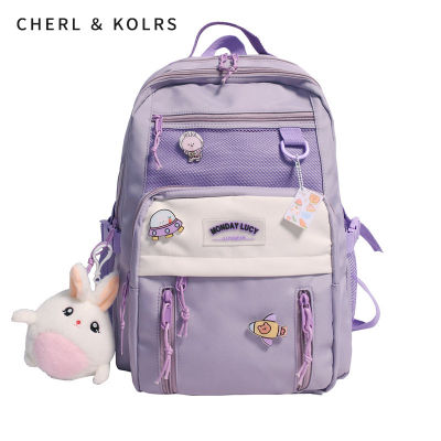 กระเป๋าเป้กระเป๋าเด็กนักเรียนหญิง CHERL &amp; KOLRS กระเป๋านักเรียนลายการ์ตูนเด็กผู้หญิงกระเป๋านักเรียน