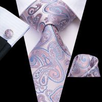 Hi-Tie Paisley หรูหรา Men39; S เนคไทผ้าไหมสีแดง8.5ซม. เนคไทผู้ชายแจ็คการ์ดชุดผ้าเช็ดหน้าไมโครไฟเบอร์ผ้าเช็ดหน้าสำหรับงานแต่งงาน Gravata Dropshipping