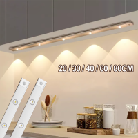 โคมไฟกลางคืน20/30/40/60CM  ไฟเซนเซอร์คน 3-Color Dimming ไฟเซ็นเซอร์ led ไร้สาย ไฟประดับตู้โชว์ USB โคมไฟชาร์จได้ Ultra Thin ไฟตู้เสื้อผ้า ไฟผนั ไฟติดครัว