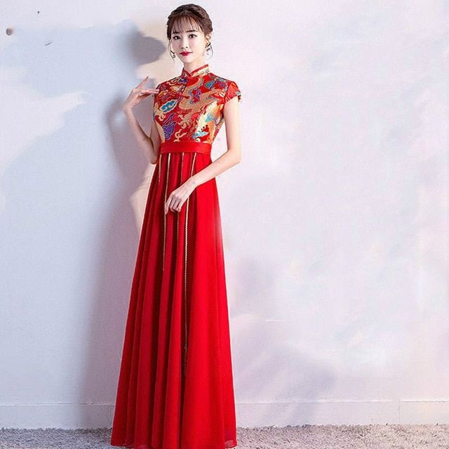 ชุด-cheongsam-เจ้าสาวสีแดงแต่งงานชุดย้อนยุคกี่เพ้าผู้หญิงจีนชุดแต่งงาน-qipao-robe