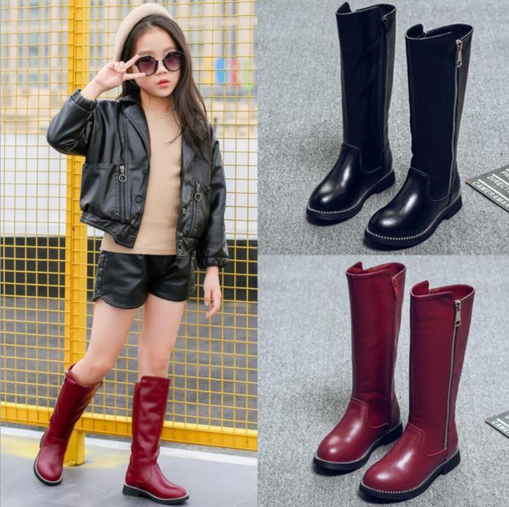 kids-casual-shoes-2021-autumn-winter-children-fashion-mid-calf-snow-boots-brand-black-shoes-girls-genuine-leather-fashion-boots