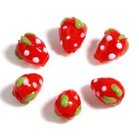 ▽☁✵ 1Strand (20PCs) Lampwork Glass Beads Red Strawberry Fruit Red Loose Spacer Beads For Women DIY Bracelets Necklace Jewelry Making