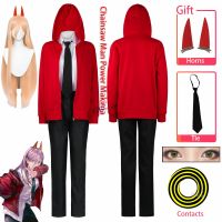 Anime Chainsaw Man Power Makima Cosplay Costume Wig Red Jacket Horns Hair Clip Halloween Party Outfit Women