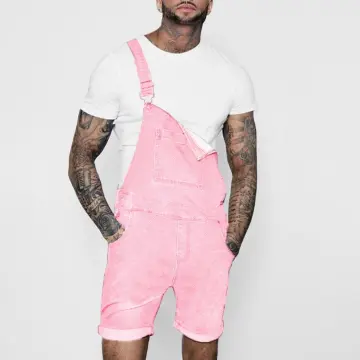 mens pink jean shorts