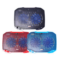 OKER HVC-393 CoolingPad พัดลมรองโน๊ตบุ๊ค ขนาด 14-17 นิ้ว 2 ใบพัด (Black/Red/Blue)