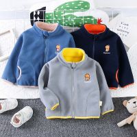 ZZOOI New Winter Baby Boys Fleece Hooded Jackets for Kids Cartoon Dinosuar Coats Autumn Girls Plus Velvet Zipper Outerwear Jacket 1-5T