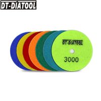 DT-DIATOOL 7pcs/set Dry Diamond Polishing Pads For Granite Marble Flexible Resin Bond Sanding Disc Dia 4 /100mm Grit 50-wbuff