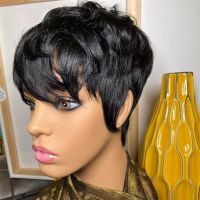 【CW】 Short Human Hair Wig Cut Curly Wigs for Machine Made Cheap Glueless