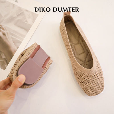 DikoDumter รองเท้าส้นเตี้ยทอผ้าลำลองสำหรับผู้หญิงรองเท้าเรือถักพื้นนิ่มสำหรับผู้หญิง