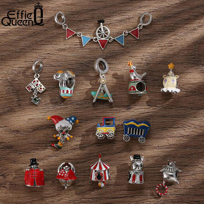 Effie Queen 925 Sterling Silver Beads &amp; Charms Childhood Happiniess Amusement Park Circus Collections DIY Bracelet Charms CB185