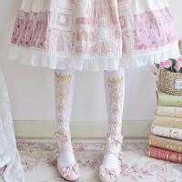 Spring and Summer Japanese Lolita Socks Pantyhose Base White Black Gilding Silk Gold All-match Girl