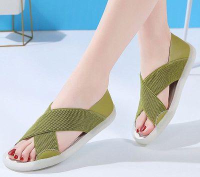 Flat Sandals For Women Plus Size 35-45 Korean Style White Shoes Ladies Summer Beach Sandals Fashion Peep Toes Women Shoes