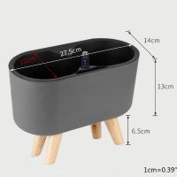 Automatic Self-Watering Plastic Plant Pot with Water Level Indicator Floor Table Flowerpot Planter with Wooden Bracket