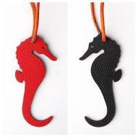 Famous Designer Luxury Real Silk Genuine Leather Seahorse Deer Keychain Backpack Pendant Animal Key Chain Women Bag Charm