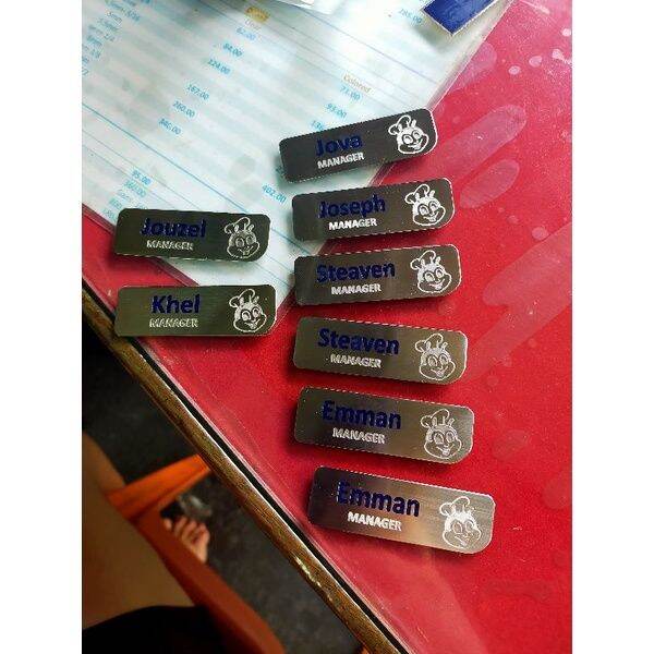 HOT SJQQS Stainless Jollibee Nameplate for Manager with pin or magnet ...