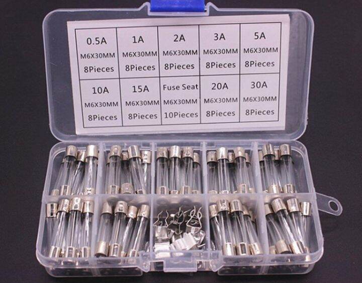 72pcs-lot-high-quality-fast-blow-glass-fuses-quick-blow-car-glass-tube-fuses-assorted-kit-amp-6-30mm-fuses-accessories