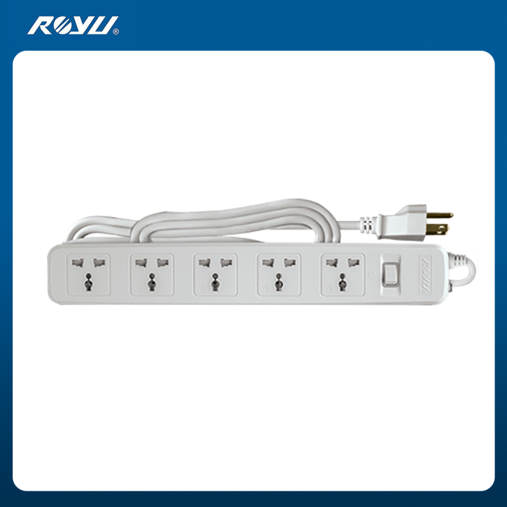 ROYU 5 Outlets with One Master Switch Power Extension Cord REDEC605