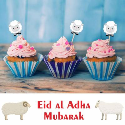 12pcs Little Lamb Cake Decoration Eid Al-Adha Cake Toothpick Lamb Decoration T2V6