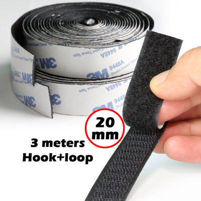 3M Tape 20mm Width Strong Self Adhesive Velcro Hook Loop Tape Fastener Sticky Home DIY 3Meters/Roll