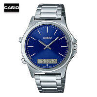 Velashop นาฬิกาข้อมือผู้ชายคาสิโอ Casio Standard Silver สายแสตนเลสสีเงิน หน้าปัดน้ำเงิน รุ่น MTP-VC01D-2EUDF, MTP-VC01D-2E, MTP-VC01D