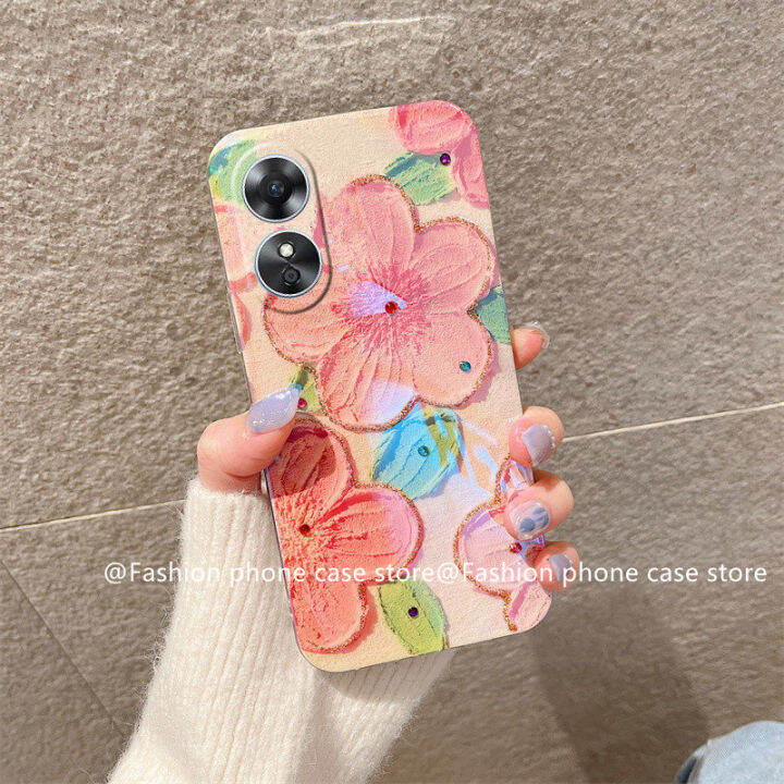 เคส-oppo-a78-reno8-t-5g-4g-เคส-phone-case-ประดับพลอยเทียมบลูเรย์สไตล์วินเทจสุดหรูฝานิ่มลายดอกไม้-oppo-reno8t-oppoa78-2023