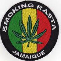 iron on patch Embroidery Smoking Rasta Jamaique  gras leaf Reggae Rasta 9 cm ใบกัญชา เร็กเก้  ตัวรีด เย็บติดผ้าประเทศไทย โลโก้ปัก มีกาวสำหรับรีด ตกแต่งเสื้อผ้า