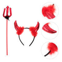 Teniron 1 ชุดของ Halloween Devil Horn Hair Hair Band Devil Pitchfork Halloween Devil คอสเพลย์ชุด