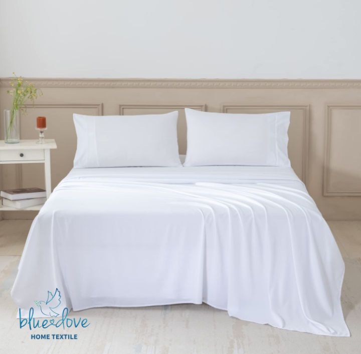 White Bedding Bed sheet sets Single Twin Double Queen king size Flat Sheet+Fitted Sheet